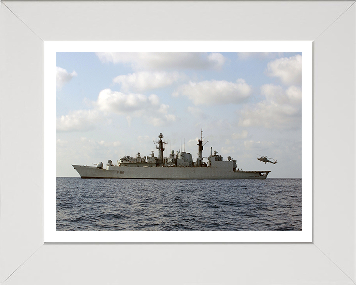 HMS Campbeltown (F86) Photo Print - Port beam View - Royal Navy Type 22 Frigate Hampshire Prints 10 x 8 White Frame Yes