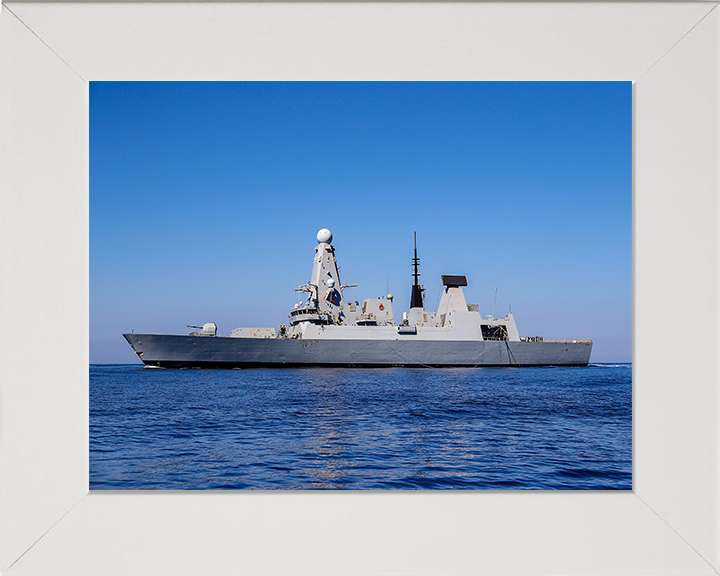 HMS Duncan (D37) Photo Print - Port Beam View - Royal Navy Type 45 Destroyer Hampshire Prints 10 x 8 White Frame No