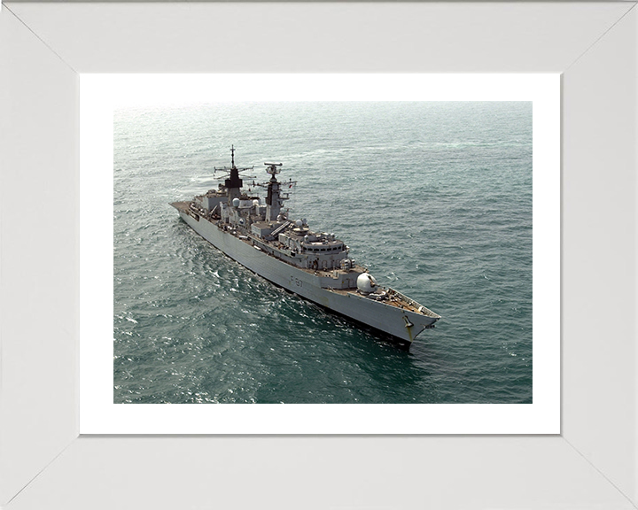 HMS Chatham (F87) Photo Print - Turning to Port - Royal Navy Type 22 Frigate Hampshire Prints 10 x 8 White Frame Yes