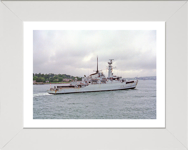 HMS Alacrity (F174) Photo Print - Starboard View - Royal Navy Type 21 Frigate Hampshire Prints 10 x 8 White Frame Yes