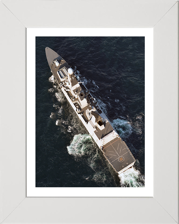 HMS Diamond (D34) Photo Print - From Above - Royal Navy Type 45 Destroyer Hampshire Prints 10 x 8 White Frame Yes