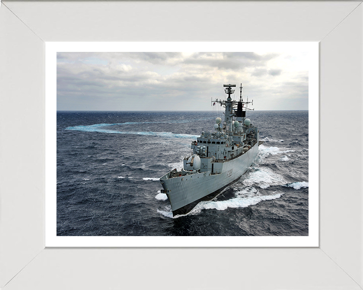 HMS Cornwall (F99) Photo Print - During a Starboard Turn - Royal Navy type 22 Frigate Hampshire Prints 10 x 8 White Frame Yes