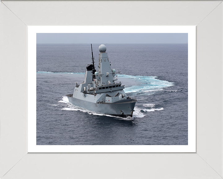 HMS Daring (D32) Photo Print - Making Turns - Royal Navy Type 45 Destroyer Hampshire Prints 10 x 8 White Frame Yes