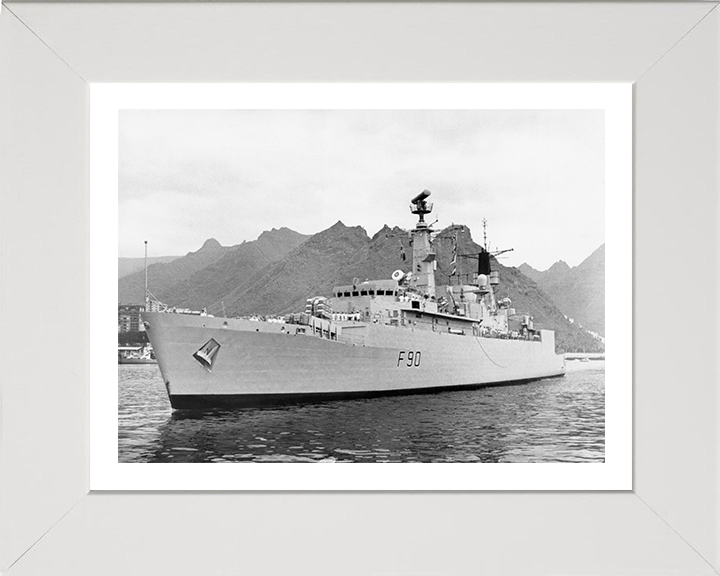 HMS Brilliant (F90) Photo Print - Low Port Bow View - Royal Navy Type 22 Frigate Hampshire Prints 10 x 8 White Frame Yes