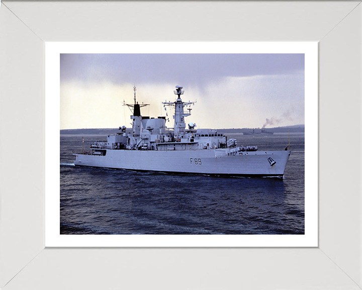 HMS Battleaxe (F89) Photo Print - Starboard Side View - Royal Navy Type 22 Frigate Hampshire Prints 10 x 8 White Frame Yes