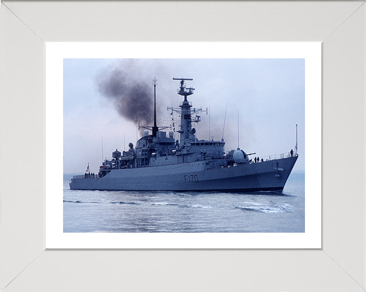 HMS Antelope (F170) Photo Print - Starboard View in Colour - Royal Navy Type 21 Frigate Hampshire Prints 10 x 8 White Frame Yes