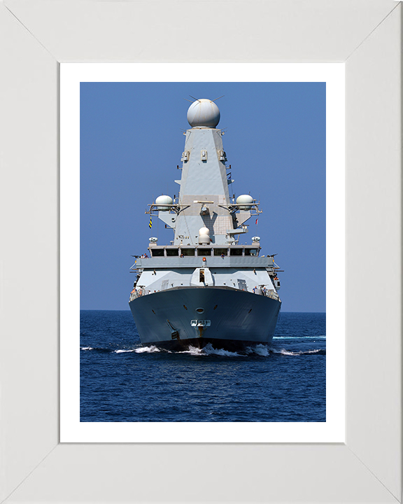HMS Diamond (D34) Photo Print - Low Bow View - Royal Navy Type 45 Destroyer Hampshire Prints 10 x 8 White Frame Yes