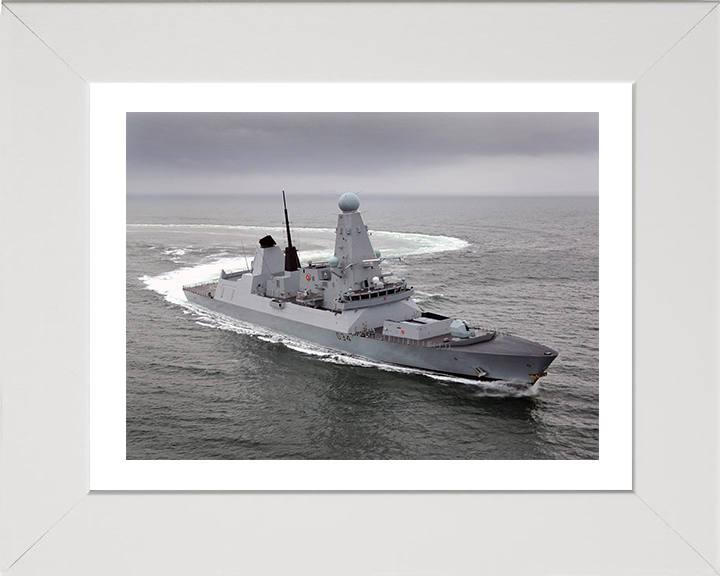 HMS Diamond (D34) Photo Print - Turning to Port - Royal Navy Type 45 Destroyer Hampshire Prints 10 x 8 White Frame Yes