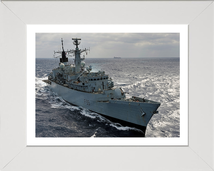 HMS Cornwall (F99) Photo Print - Starboard Bow View - Royal Navy type 22 Frigate Posters, Prints, & Visual Artwork Hampshire Prints 10 x 8 White Frame Yes