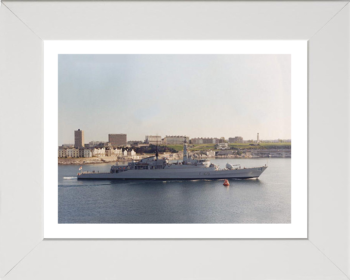 HMS Amazon (F169) Photo Print - Leaving Plymouth - Royal Navy Type 21 Frigate Hampshire Prints 10 x 8 White Frame Yes