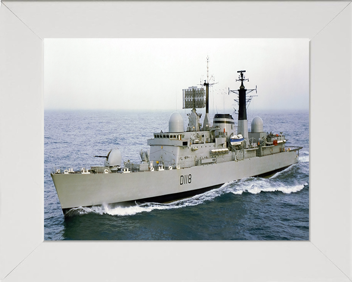 HMS Coventry (D118) Photo Print - At Sea - Royal Navy Type 42 Destroyer Hampshire Prints 10 x 8 White Frame No