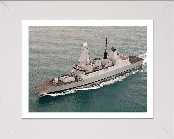 HMS Duncan (D37) Photo Print - High Starboard Bow View - Royal Navy Type 45 Destroyer Hampshire Prints 10 x 8 White Frame Yes
