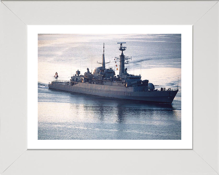 HMS Arrow (F173) Photo Print - High Starboard View - Royal Navy Type 21 Frigate Hampshire Prints 10 x 8 White Frame Yes