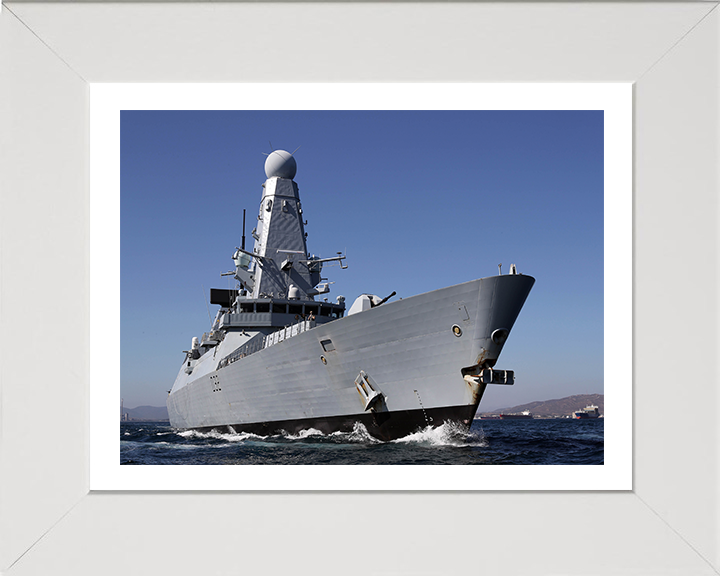 HMS Daring (D32) Photo Print - Low Starboard View - Royal Navy Type 45 Destroyer Hampshire Prints 10 x 8 White Frame Yes