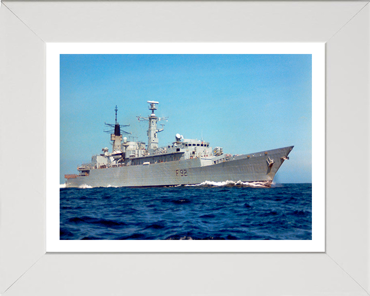 HMS Boxer (F92) Photo Print - Low Starboard View - Royal Navy Type 22 Frigate Hampshire Prints 10 x 8 White Frame Yes