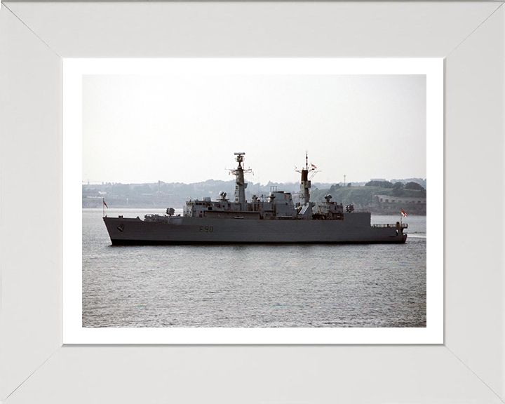 HMS Brilliant (F90) Photo Print - Port Beam View - Royal Navy Type 22 Frigate Hampshire Prints 10 x 8 White Frame Yes