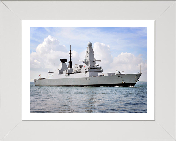 HMS Dauntless (D33) Photo Print - Low Starboard Side View - Royal Navy Type 45 Destroyer Hampshire Prints 10 x 8 White Frame Yes