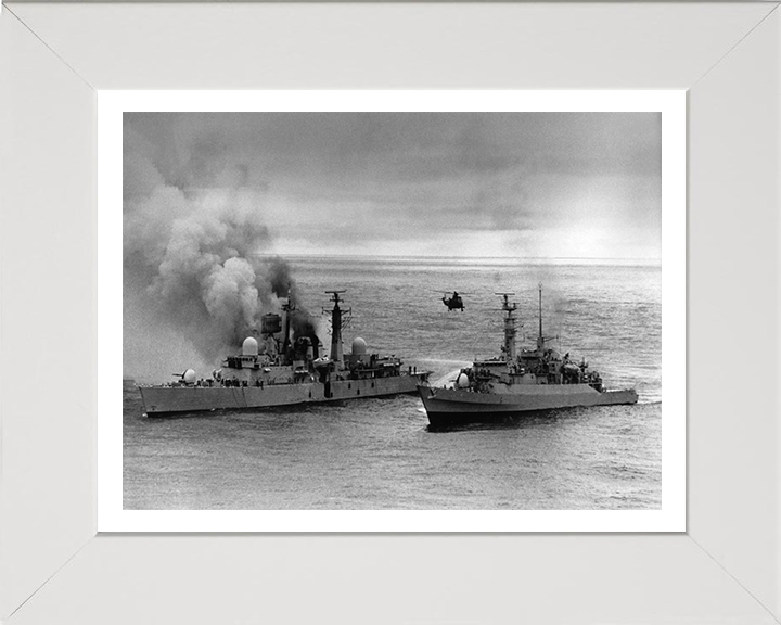 HMS Arrow F173 alongside HMS Sheffield D80 | Falklands War | Photo Print | Framed Print Hampshire Prints