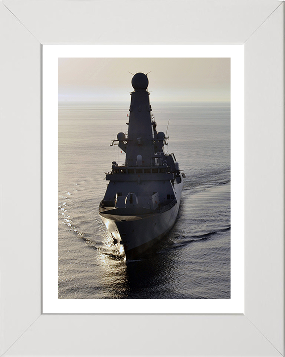 HMS Diamond (D34) Photo Print - Bow View at Sunset - Royal Navy Type 45 Destroyer Hampshire Prints 10 x 8 White Frame Yes
