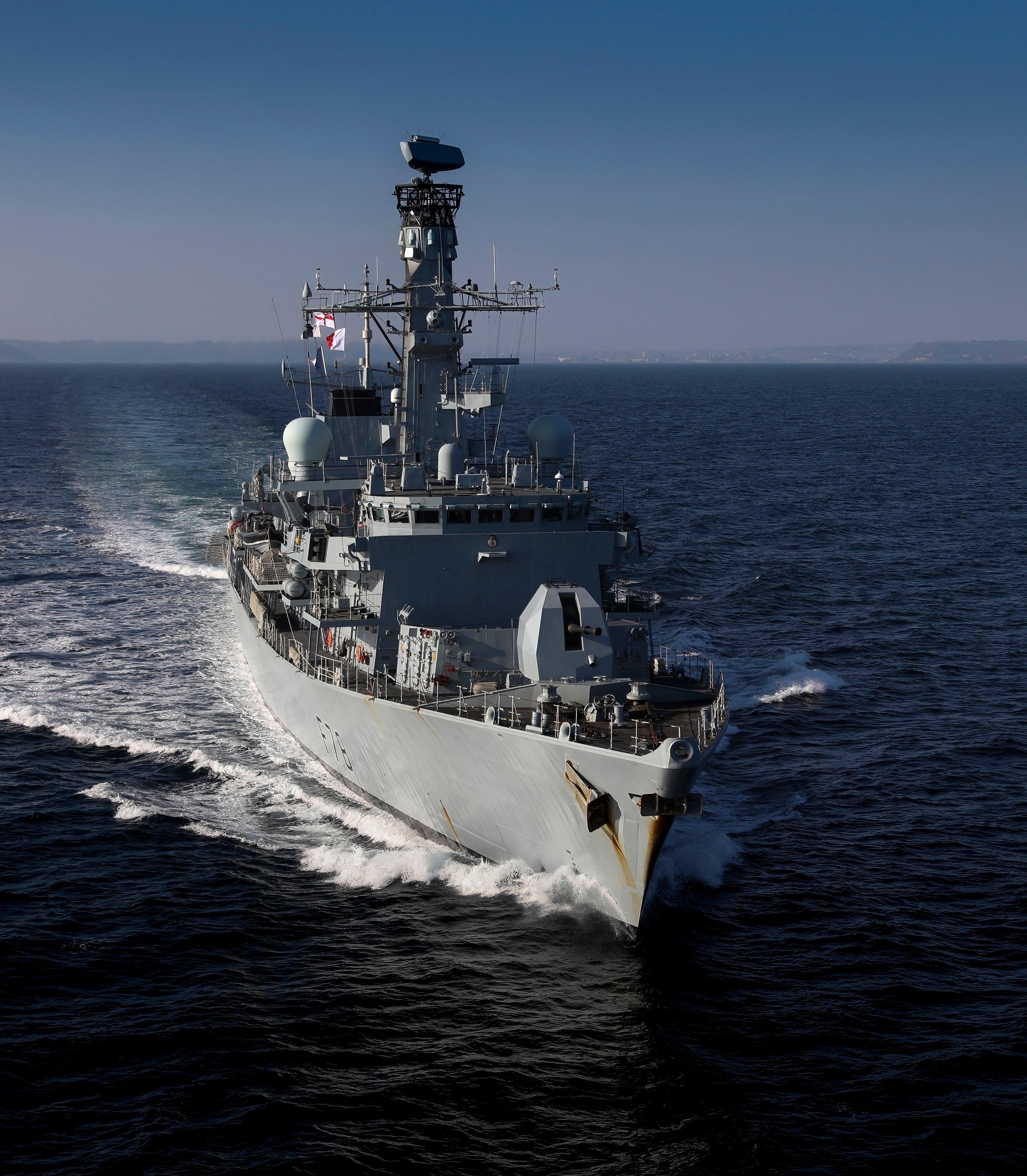 HMS Kent (F78) Photo Print - Starboard Bow View Portrait - Royal Navy ...