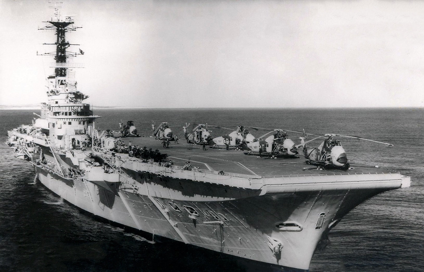 HMS Bulwark (R08) Royal Navy Centaur Class Fleet Carrier Starboard Bow ...