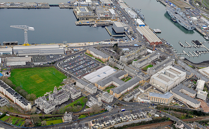 HMS Drake shore establishment Aerial Photo Print or Framed Photo Print - Hampshire Prints