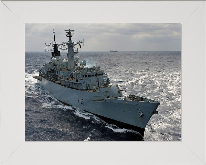 HMS Cornwall (F99) Photo Print - Starboard Bow View - Royal Navy type 22 Frigate Posters, Prints, & Visual Artwork Hampshire Prints 10 x 8 White Frame No