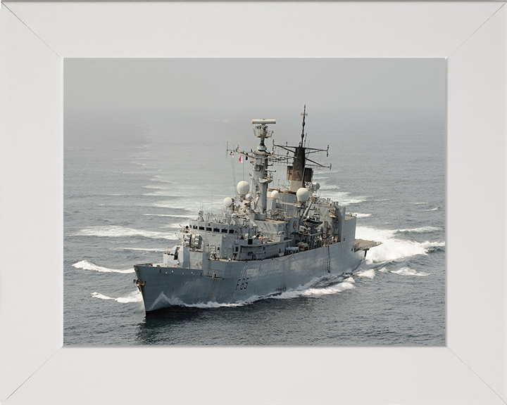 HMS Cumberland (F85) Photo Print - Turning to Starboard - Royal Navy Type 22 Frigate Hampshire Prints 10 x 8 White Frame No