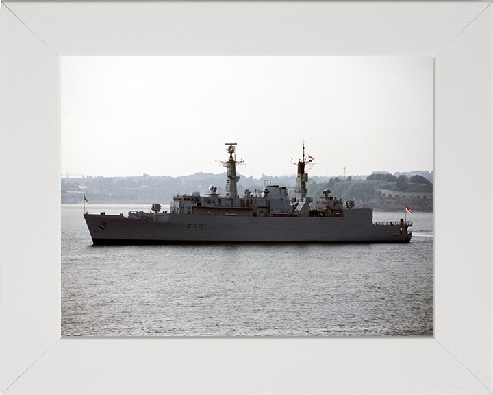 HMS Brilliant (F90) Photo Print - Port Beam View - Royal Navy Type 22 Frigate Hampshire Prints 10 x 8 White Frame No