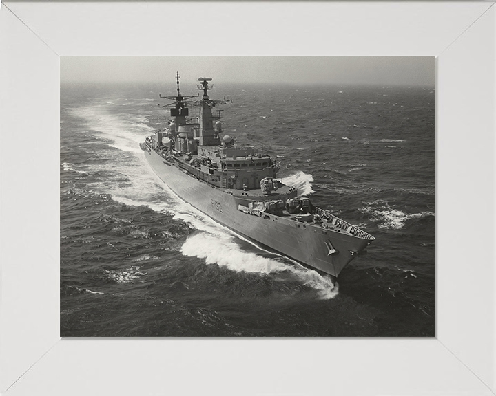HMS Boxer (F92) Photo Print - High Starboard Bow View - Royal Navy Type 22 Frigate Hampshire Prints 10 x 8 White Frame No