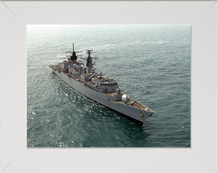 HMS Chatham (F87) Photo Print - Turning to Port - Royal Navy Type 22 Frigate Hampshire Prints 10 x 8 White Frame No