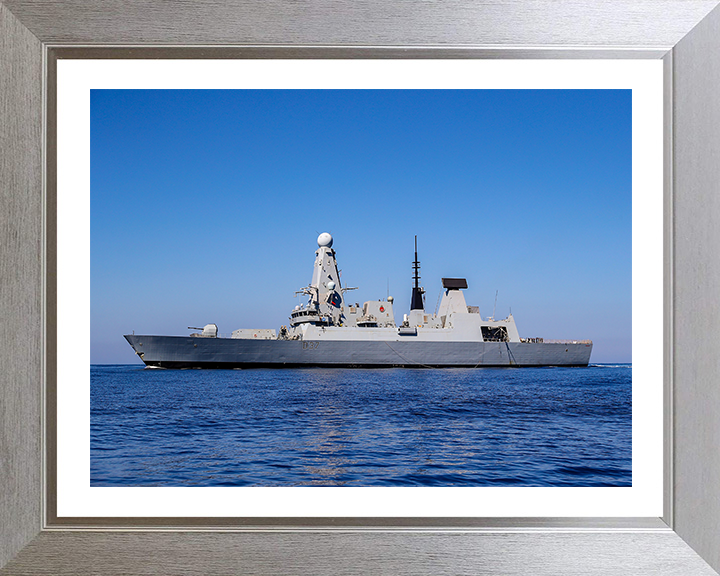 HMS Duncan (D37) Photo Print - Port Beam View - Royal Navy Type 45 Destroyer Hampshire Prints 10 x 8 Silver Frame Yes