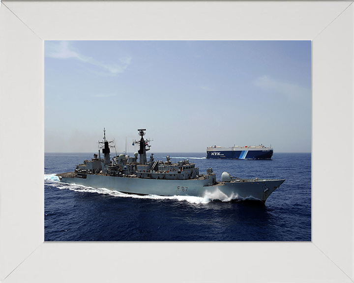 HMS Chatham (F87) Photo Print - Underway starboard View - Royal Navy Type 22 Frigate Hampshire Prints 10 x 8 White Frame No