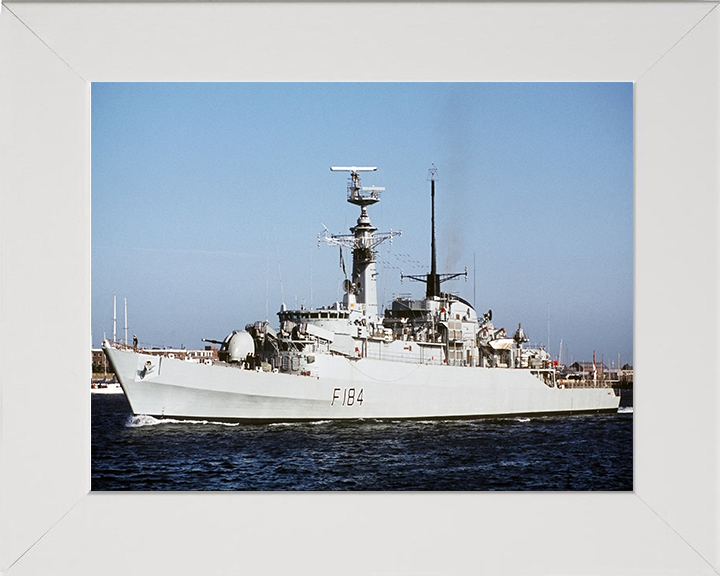 HMS Ardent (F184) Photo Print - Starboard View - Royal Navy Type 21 Frigate Hampshire Prints 10 x 8 White Frame No