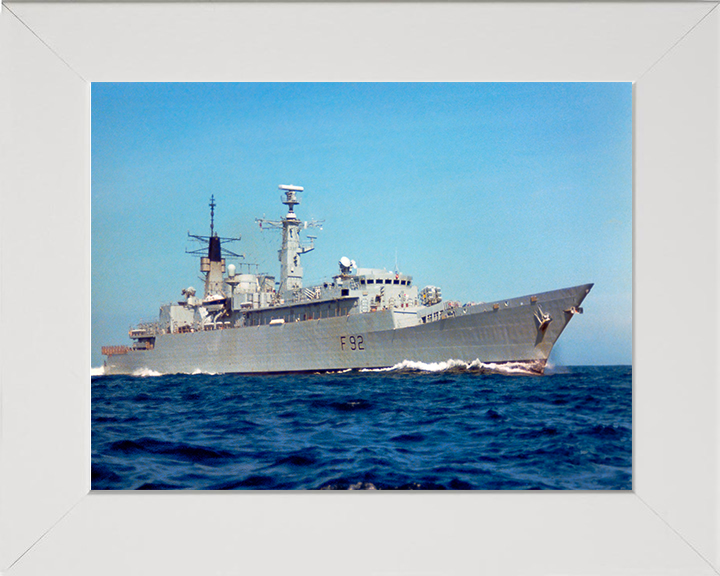 HMS Boxer (F92) Photo Print - Low Starboard View - Royal Navy Type 22 Frigate Hampshire Prints 10 x 8 White Frame No