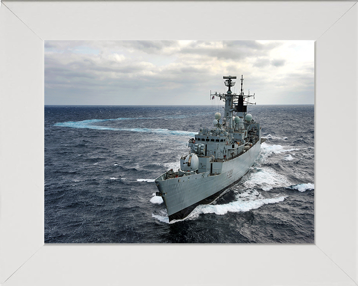 HMS Cornwall (F99) Photo Print - During a Starboard Turn - Royal Navy type 22 Frigate Hampshire Prints 10 x 8 White Frame No