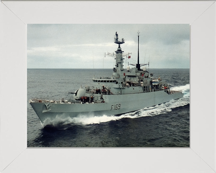 HMS Amazon (F169) Photo Print - Underway - Royal Navy Type 21 Frigate Hampshire Prints 10 x 8 White Frame No