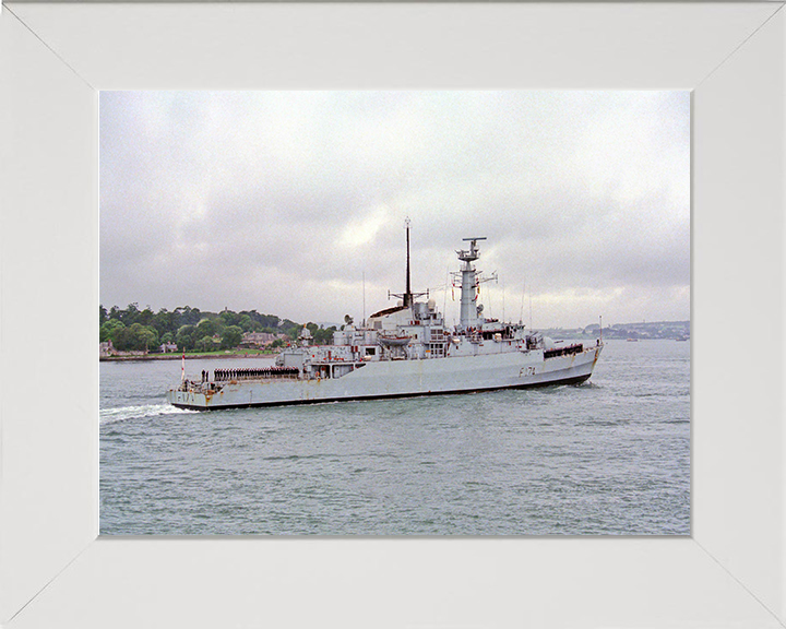 HMS Alacrity (F174) Photo Print - Starboard View - Royal Navy Type 21 Frigate Hampshire Prints 10 x 8 White Frame No