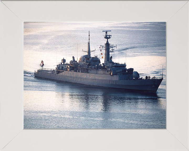 HMS Arrow (F173) Photo Print - High Starboard View - Royal Navy Type 21 Frigate Hampshire Prints 10 x 8 White Frame No