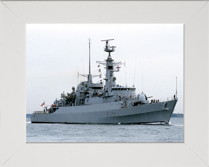 HMS Ambuscade (F172) Photo Print - Entering Harbour - Royal Navy Type 21 Frigate Hampshire Prints 10 x 8 White Frame No