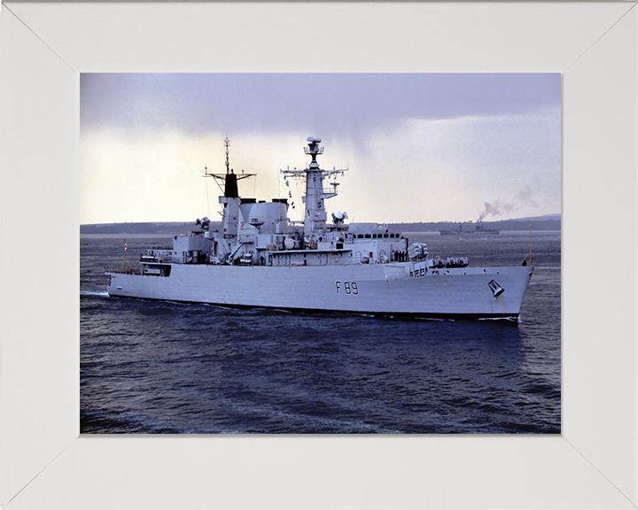 HMS Battleaxe (F89) Photo Print - Starboard Side View - Royal Navy Type 22 Frigate Hampshire Prints 10 x 8 White Frame No