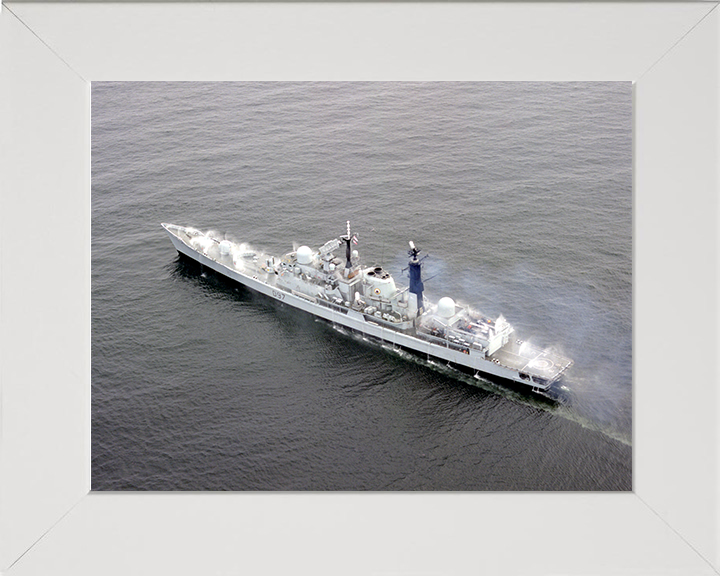 HMS Edinburgh (D97) Photo Print - Pre Wetting - Royal Navy Type 42 Destroyer Hampshire Prints 10 x 8 White Frame No