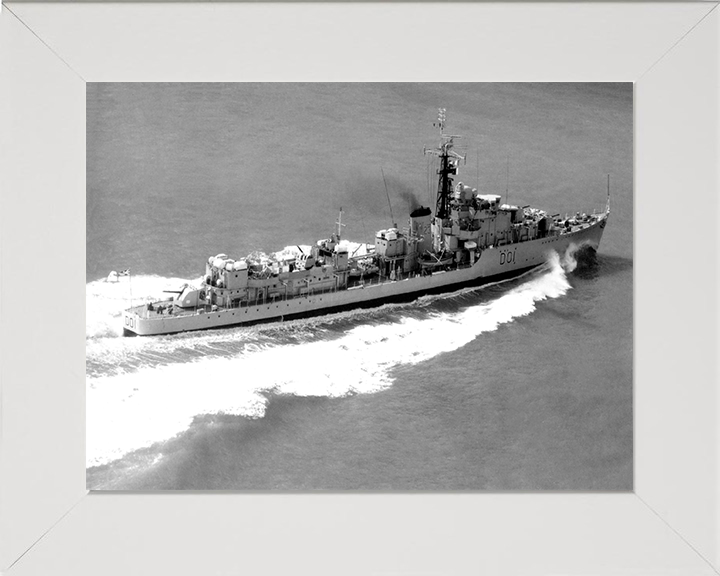 HMS Caprice (D01) Photo Print - High Starboard View - Royal Navy C Class Destroyer Hampshire Prints 10 x 8 White Frame No