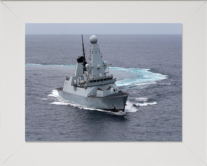 HMS Daring (D32) Photo Print - Making Turns - Royal Navy Type 45 Destroyer Hampshire Prints 10 x 8 White Frame No