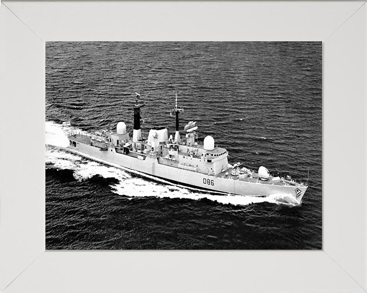 HMS Birmingham (D86) Photo Print - At Speed - Royal Navy Type 42 destroyer Hampshire Prints 10 x 8 White Frame No