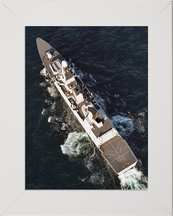 HMS Diamond (D34) Photo Print - From Above - Royal Navy Type 45 Destroyer Hampshire Prints 10 x 8 White Frame No