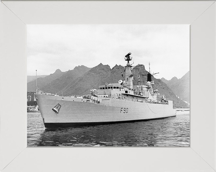 HMS Brilliant (F90) Photo Print - Low Port Bow View - Royal Navy Type 22 Frigate Hampshire Prints 10 x 8 White Frame No