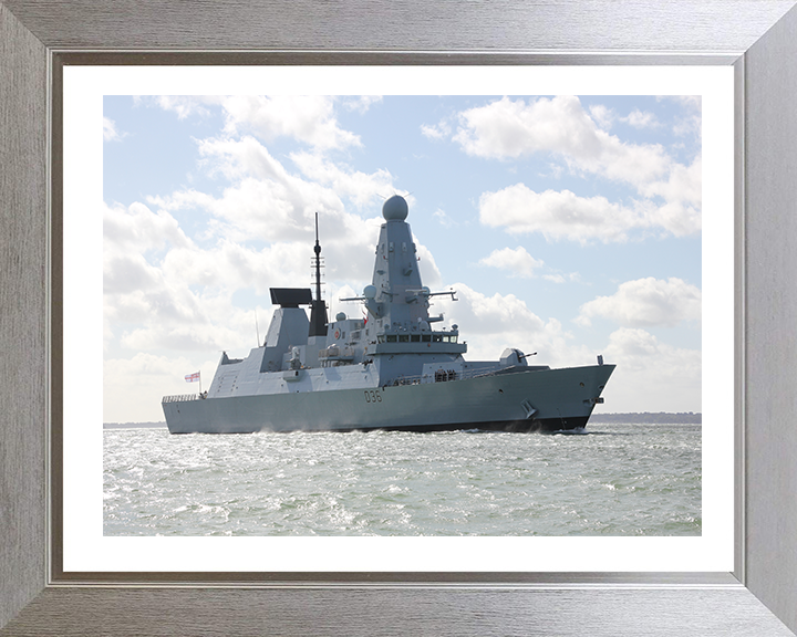 HMS Defender (D36) Photo Print - Low Starboard View - Royal Navy Type 45 Destroyer Hampshire Prints 10 x 8 Silver Frame Yes