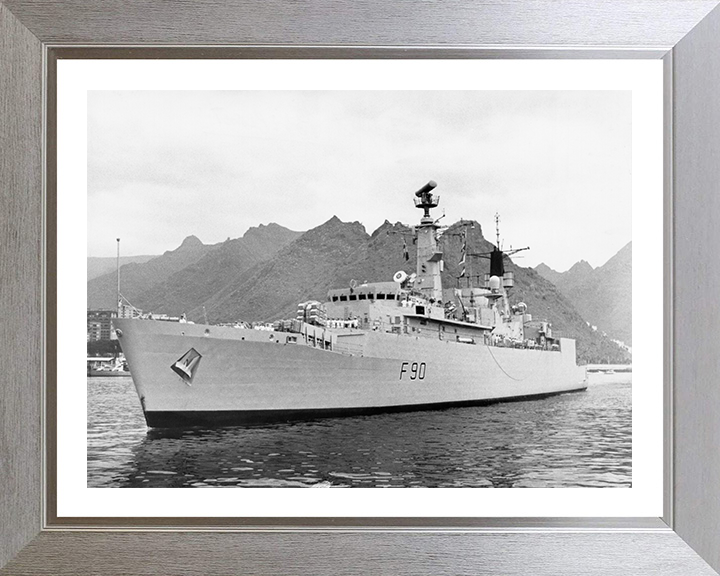 HMS Brilliant (F90) Photo Print - Low Port Bow View - Royal Navy Type 22 Frigate Hampshire Prints 10 x 8 Silver Frame Yes