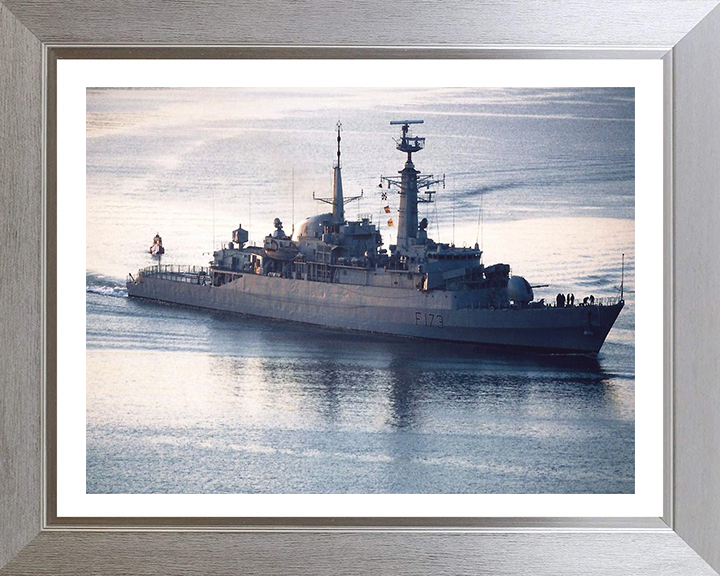 HMS Arrow (F173) Photo Print - High Starboard View - Royal Navy Type 21 Frigate Hampshire Prints 10 x 8 Silver Frame Yes